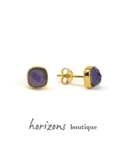 Cahana - Boucles d'Oreilles Carré Purple
