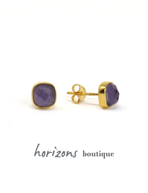 Cahana - Boucles d'Oreilles Carré Purple