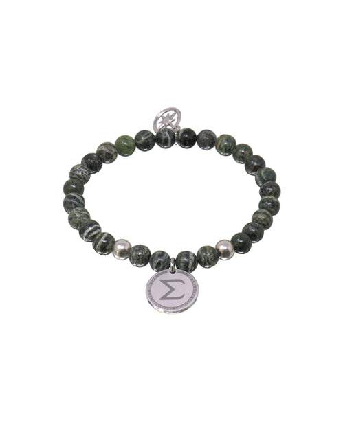 Bracelet Perles Jaspe Pampille SIGMA Palladium - L'Inaccessible Etoile
