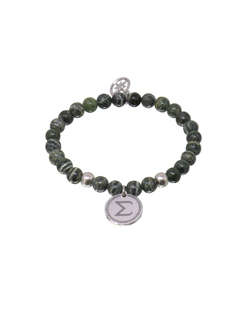 Bracelet Perles Jaspe Pampille SIGMA Palladium - L'Inaccessible Etoile