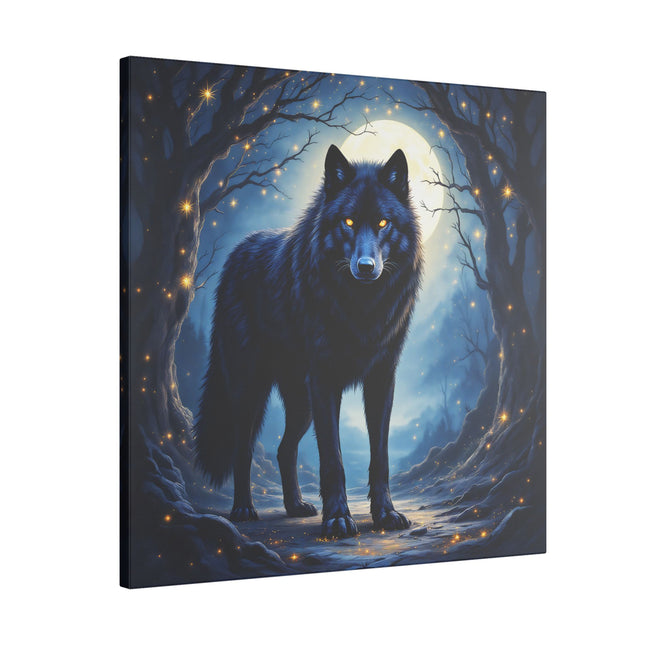 Animal Totem Loup Noir sur Toile Imprimée