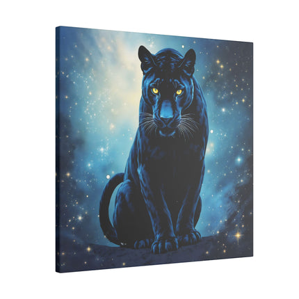 Krafttier Schwarzer Panther auf Bedruckter Leinwand