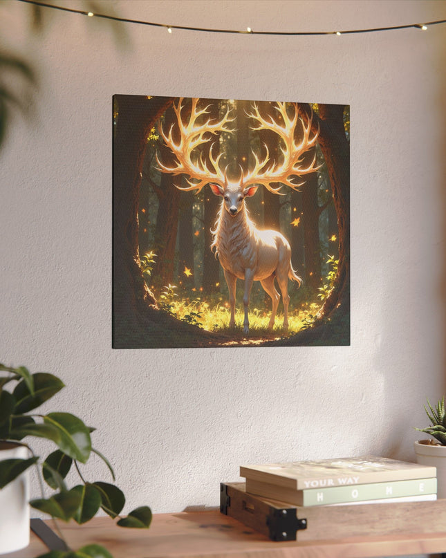 Power Animal White Deer on Printed Canvas