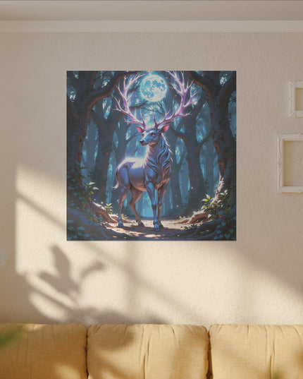 Deer Power Animal in Moonlight on Printed Canvas
