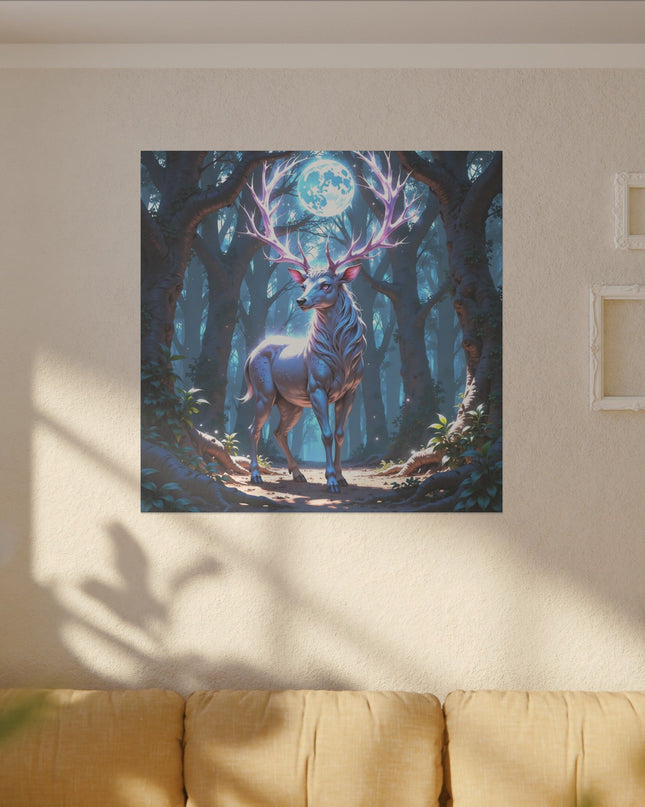 Deer Power Animal in Moonlight on Printed Canvas