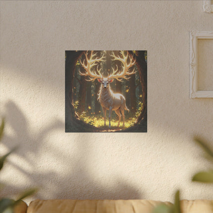 Krafttier Weisser Hirsch auf Bedruchter Leinwand