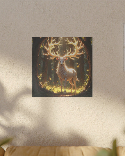 Krafttier Weisser Hirsch auf Bedruchter Leinwand