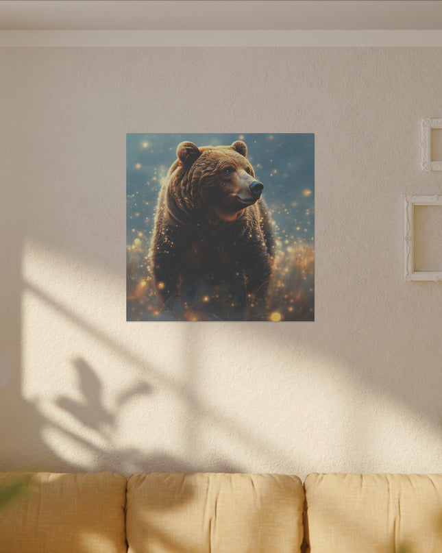 Power Animal Brown Bear on Printed Canvas