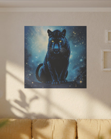 Krafttier Schwarzer Panther auf Bedruckter Leinwand