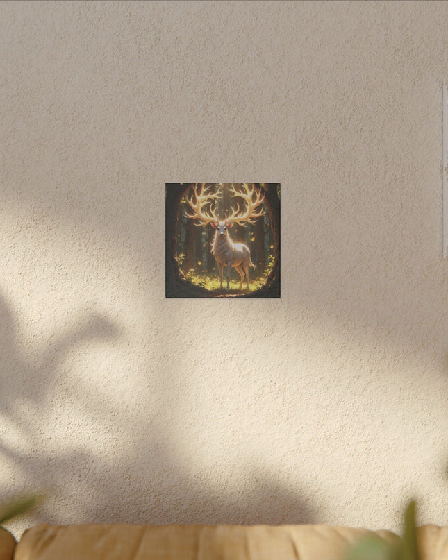 Power Animal White Deer on Printed Canvas