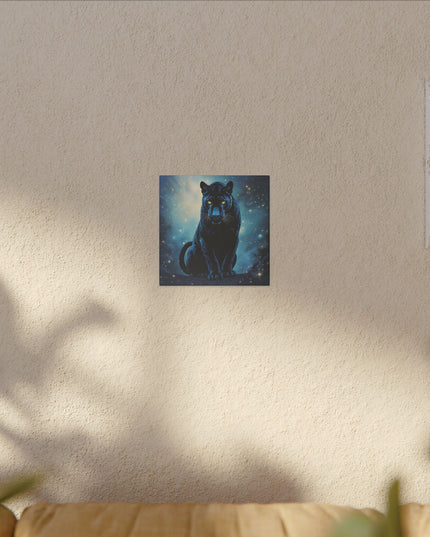 Krafttier Schwarzer Panther auf Bedruckter Leinwand