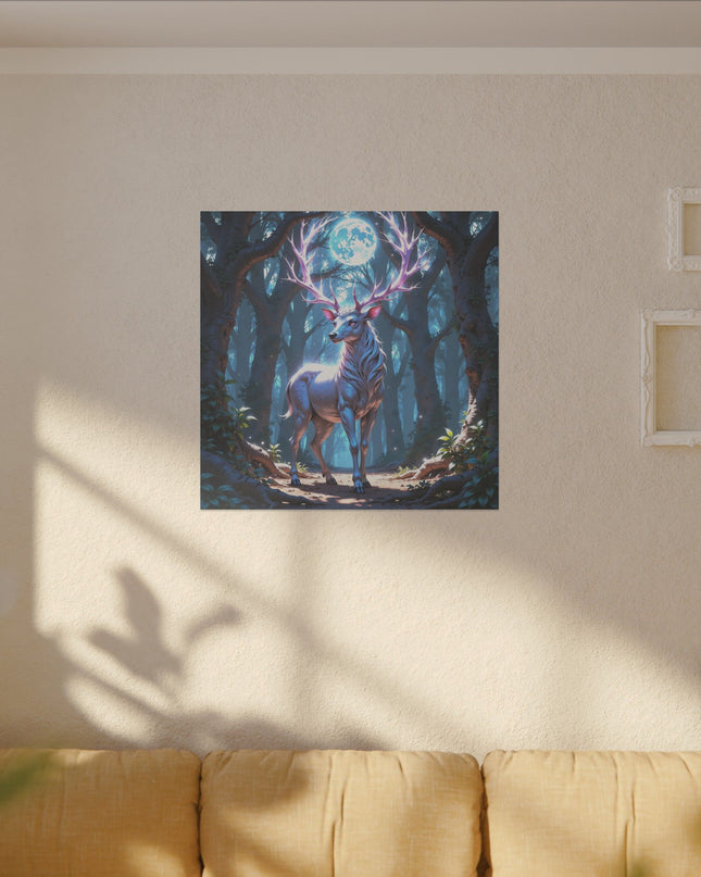 Deer Power Animal in Moonlight on Printed Canvas