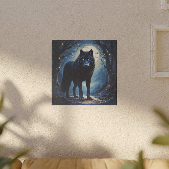 Animal Totem Loup Noir sur Toile Imprimée