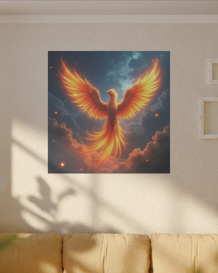 Krafttier Phoenix im Flug auf Bedruckter Leinwand