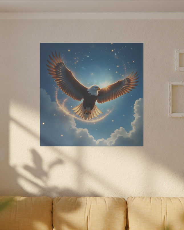 Power Animal Eagle Soaring on Printed Canvas