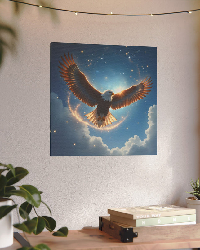 Power Animal Eagle Soaring on Printed Canvas