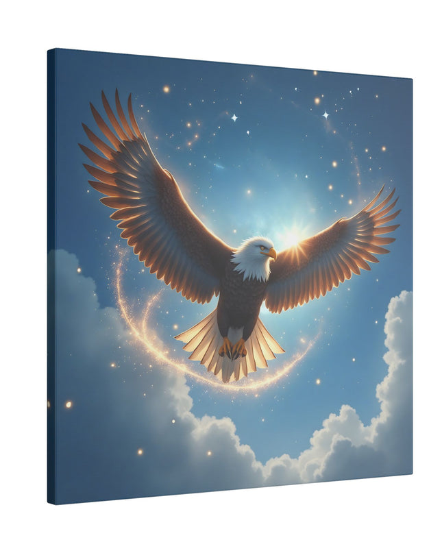 Power Animal Eagle Soaring on Printed Canvas