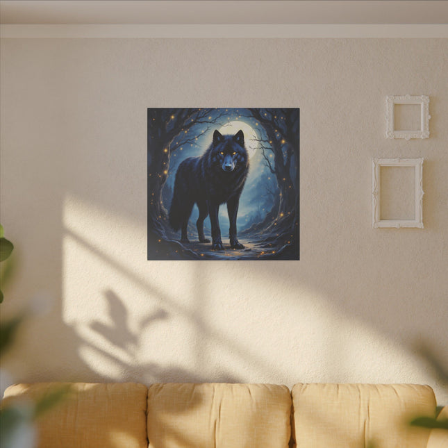 Animal Totem Loup Noir sur Toile Imprimée