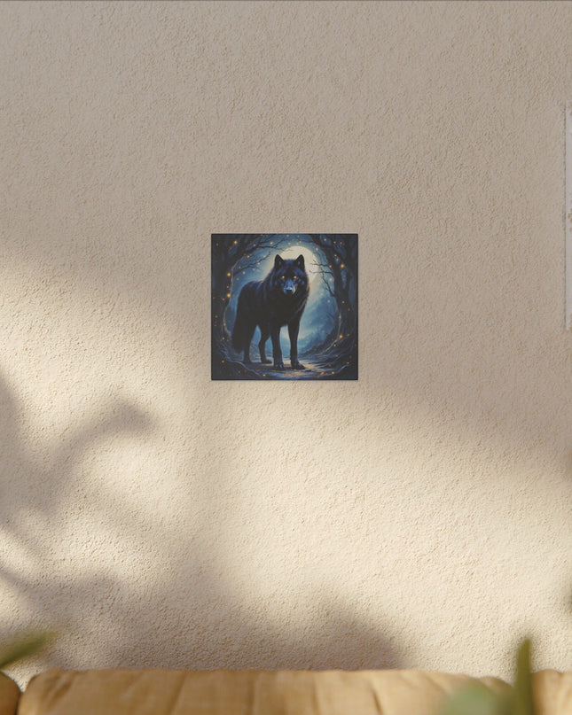 Power Animal Black Wolf on Printed Canvas