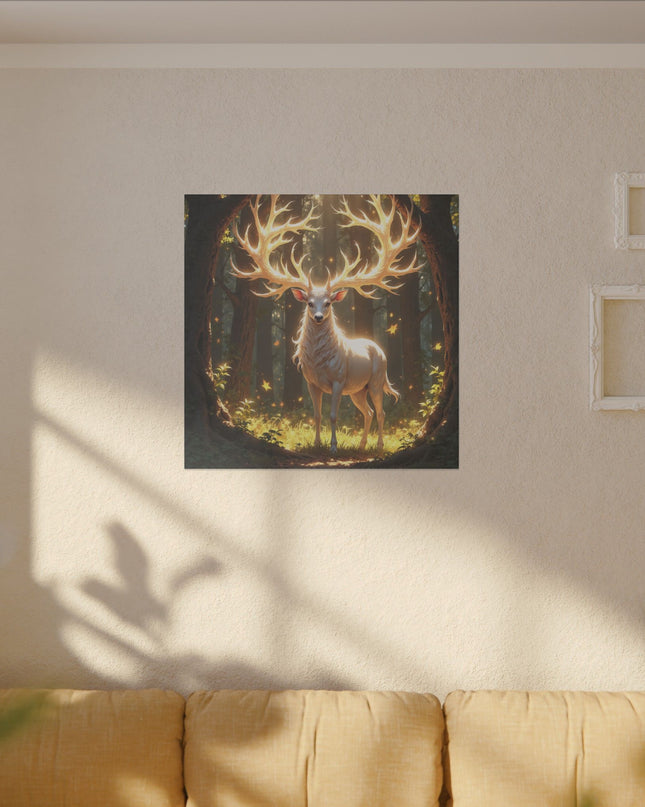 Power Animal White Deer on Printed Canvas