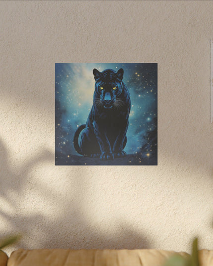Krafttier Schwarzer Panther auf Bedruckter Leinwand