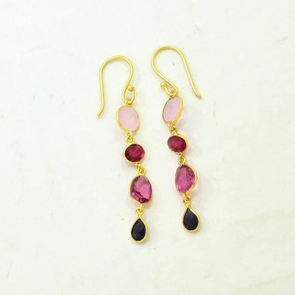 Sama Earring Gold Rose Quartz & Pink Tourmaline - Schmuckoo x Noyre Berlin