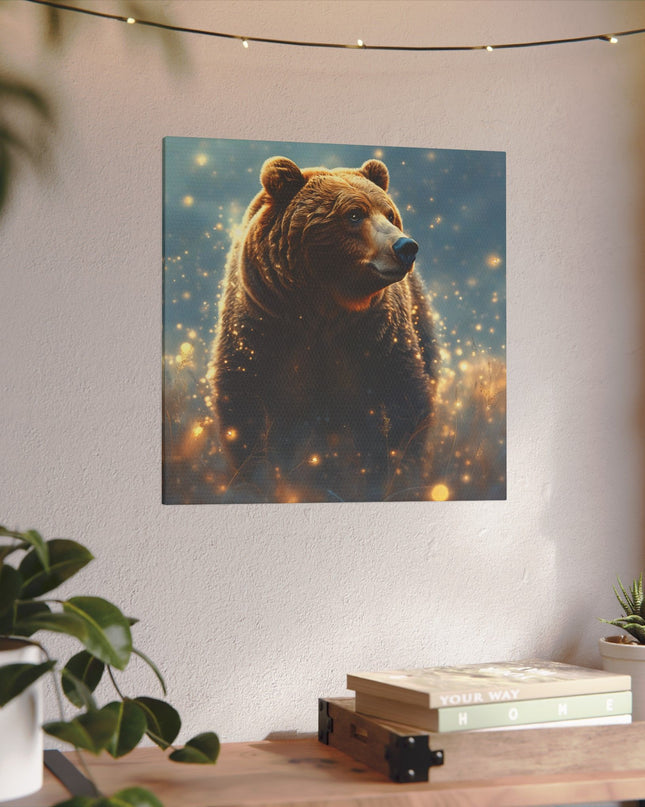 Power Animal Brown Bear on Printed Canvas