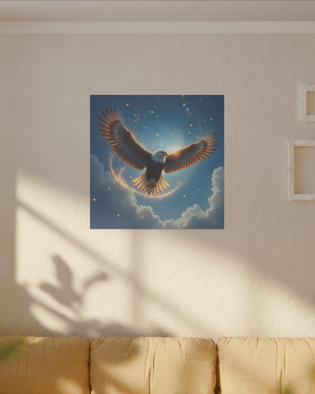 Power Animal Eagle Soaring on Printed Canvas