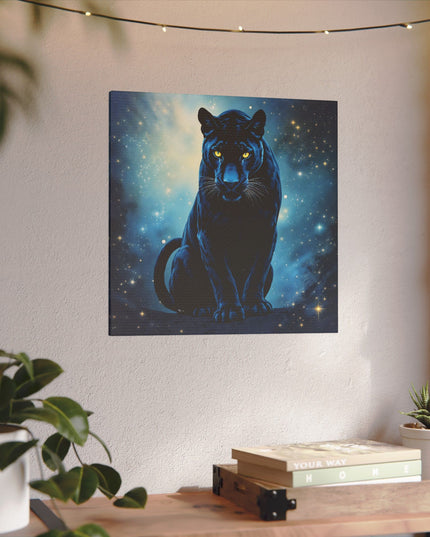 Krafttier Schwarzer Panther auf Bedruckter Leinwand