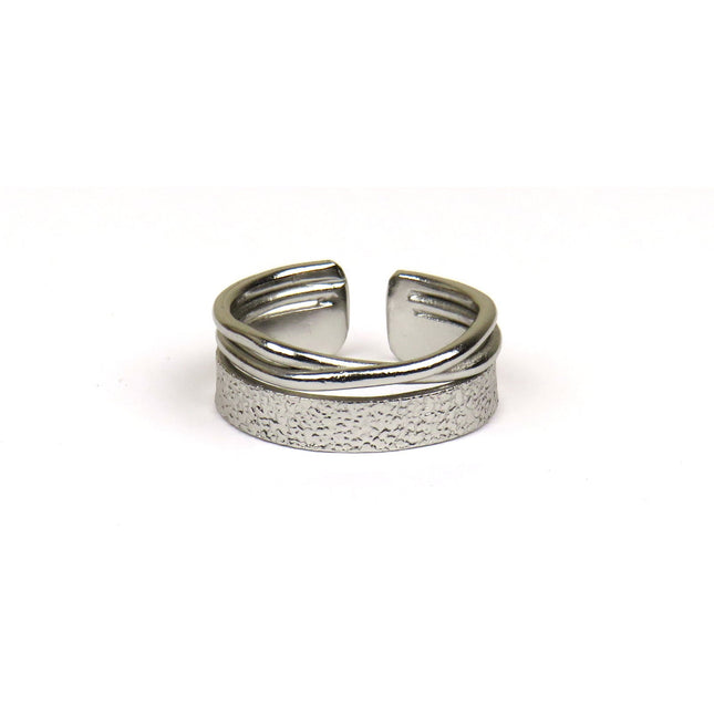 Bague Bande et 2 Fils Entrelacés Argent - Catherine Bijoux