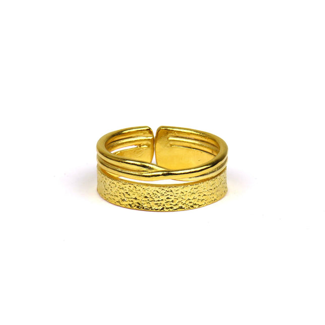 Bague Bande et 2 Fils Entrelacés Or - Catherine Bijoux