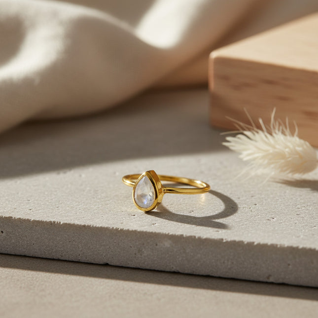 Bague Kinslet Or Pierre de Lune - Schmuckoo x Noyre Berlin