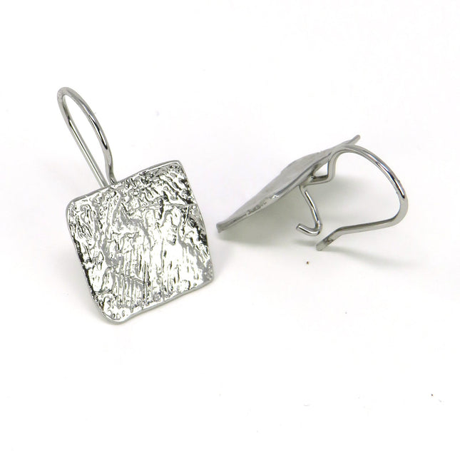 Boucles d'Oreilles Écu Carré Argent - Catherine Bijoux