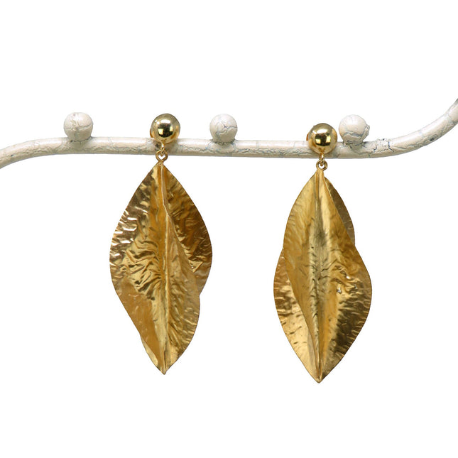 Boucles d'oreilles Feuilles Croisées Or - Plumetti