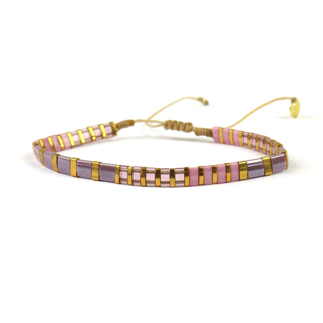 Bracelet Tila tissé main dans les Tons Roses - LeJu