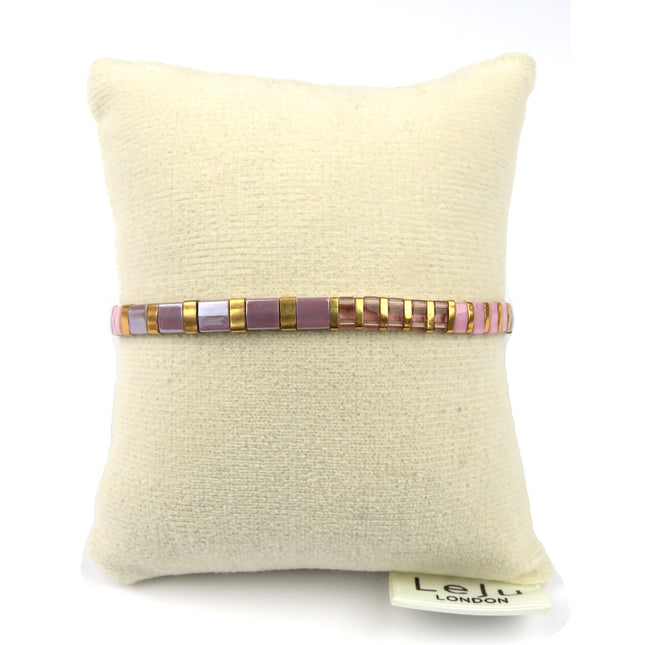 Bracelet Tila tissé main dans les Tons Roses - LeJu