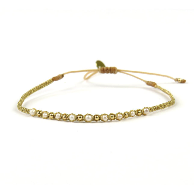 Bracelet tissé main Goldy perles - LeJu