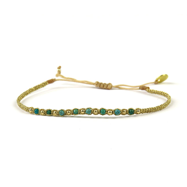 Bracelet tissé main Goldy turquoises - LeJu