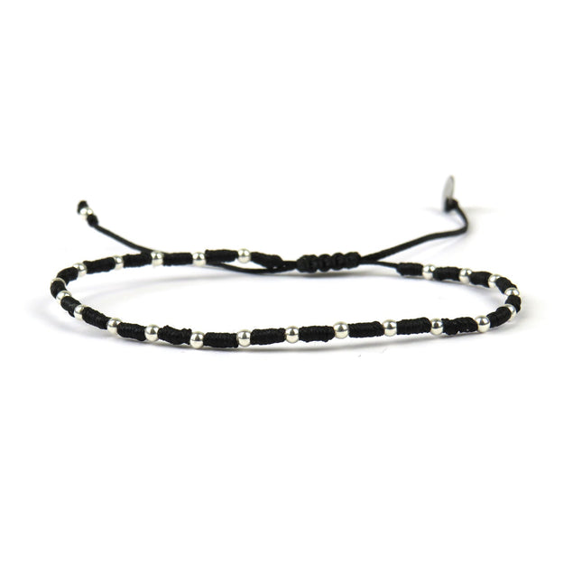 Bracelet tissé main Homme Simple Argent Noir - LeJu