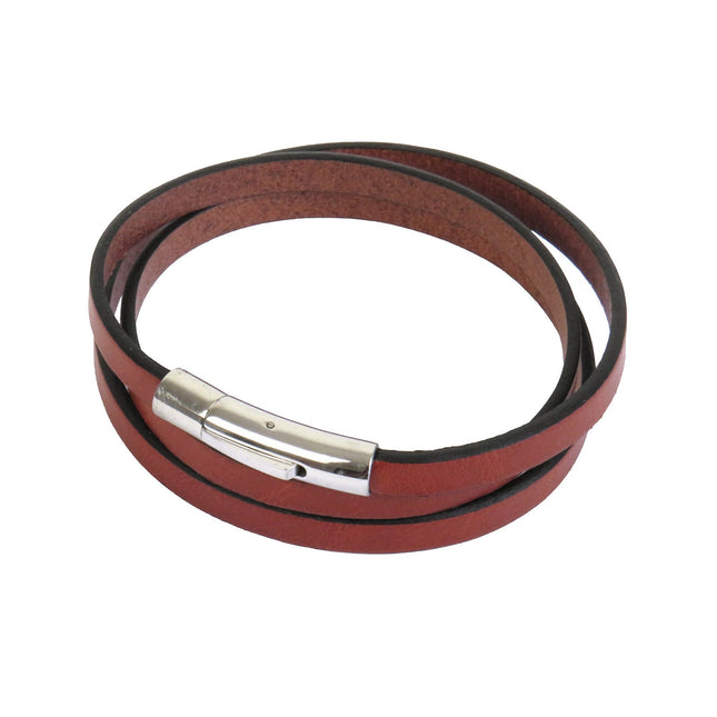 Bracelet DECLIC 3 Tours Cognac - Magnum Cuir