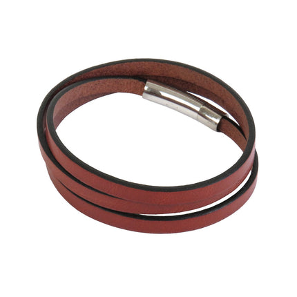 Bracelet DECLIC 3 Tours Cognac - Magnum Cuir