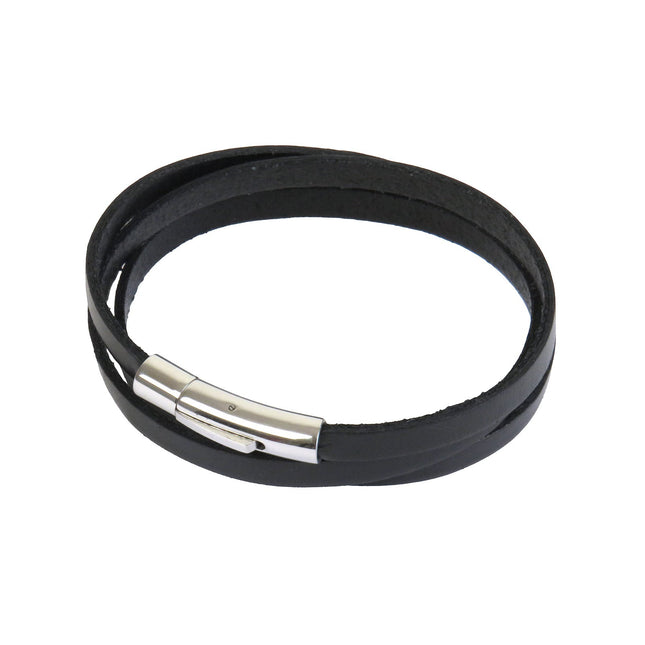 Bracelet DECLIC 3 Tours Noir - Magnum Cuir