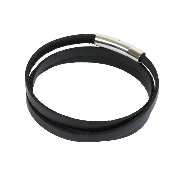 Bracelet DECLIC 3 Tours Noir - Magnum Cuir