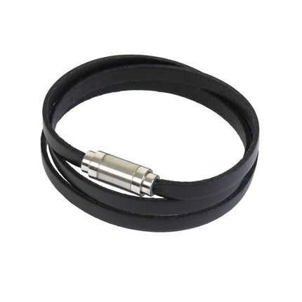Bracelet MAGNETIC 3 Tours Noir - Magnum Cuir