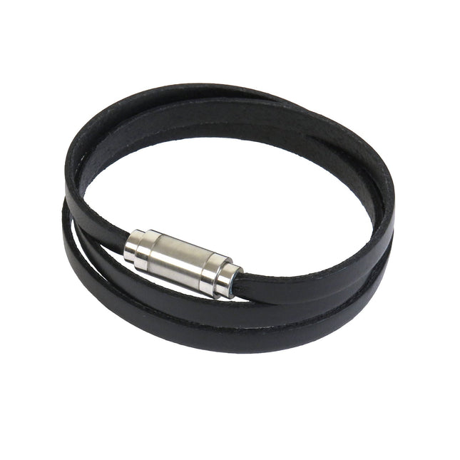 Bracelet MAGNETIC 3 Tours Noir - Magnum Cuir