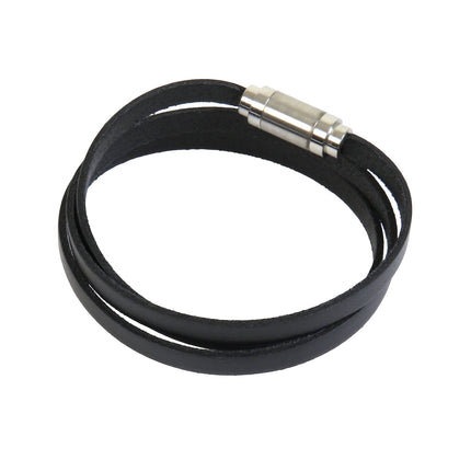 Bracelet MAGNETIC 3 Tours Noir - Magnum Cuir