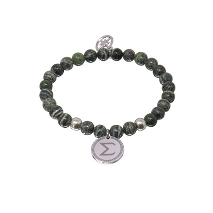 Bracelet Perles Jaspe Pampille SIGMA Palladium - L'Inaccessible Etoile