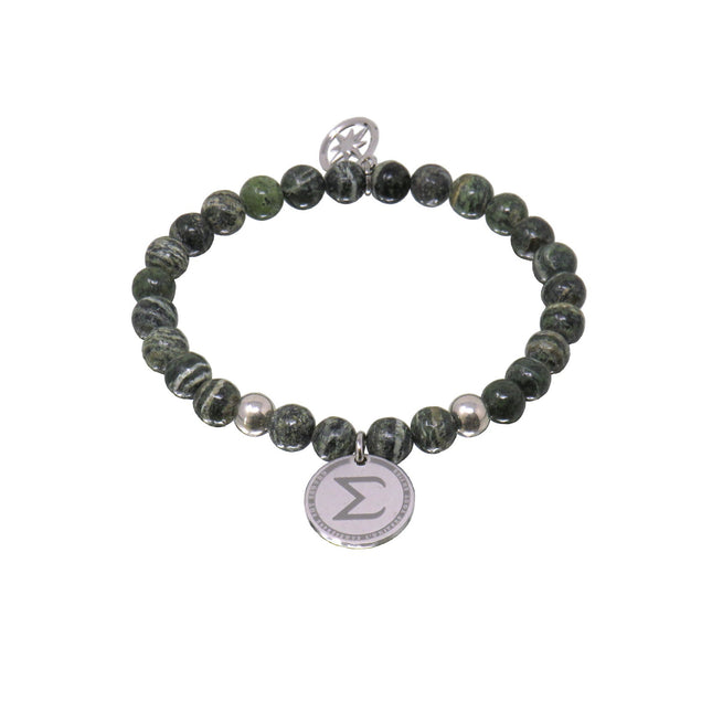 Bracelet Perles Jaspe Pampille SIGMA Palladium - L'Inaccessible Etoile
