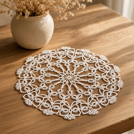 Dentelle - Napperon blanc frivolité 27x27 cm