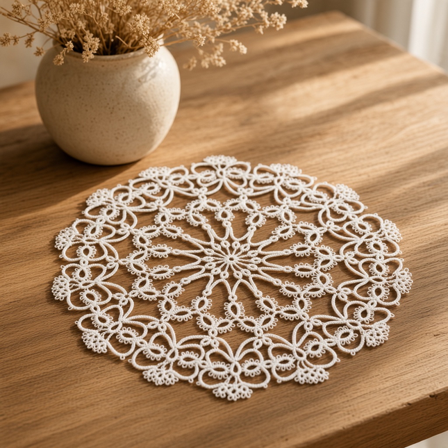 Dentelle - Napperon blanc frivolité 27x27 cm